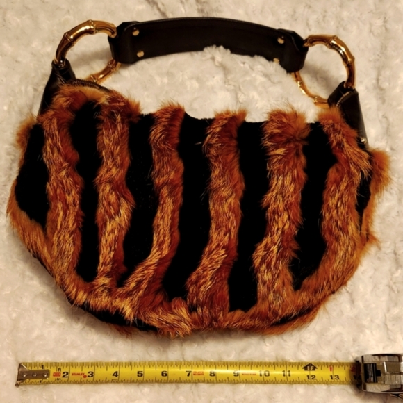 Gucci fox fur gold bamboo leather bag - Picture 11 of 11